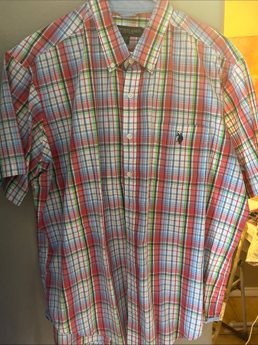 Ralph Lauren Polo Short-Sleeve Red Multicolor Plaid Button-Down Shirt